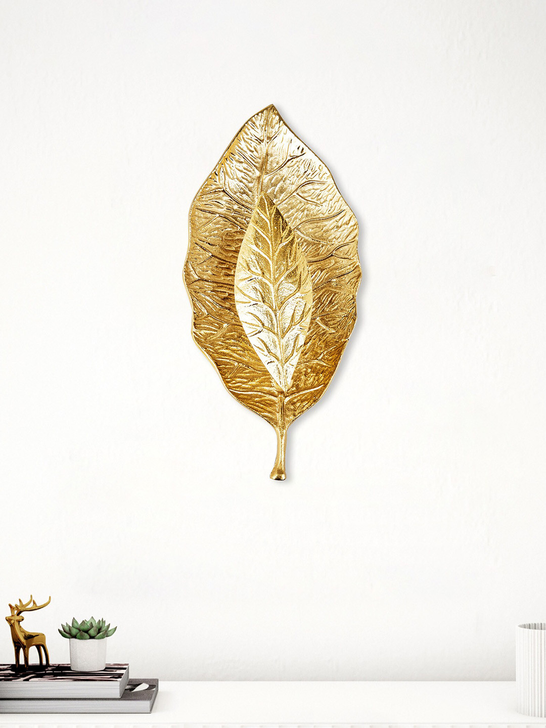 

Home Centre Panorama Gold-Toned Metal Leaf Wall Decor with Light
