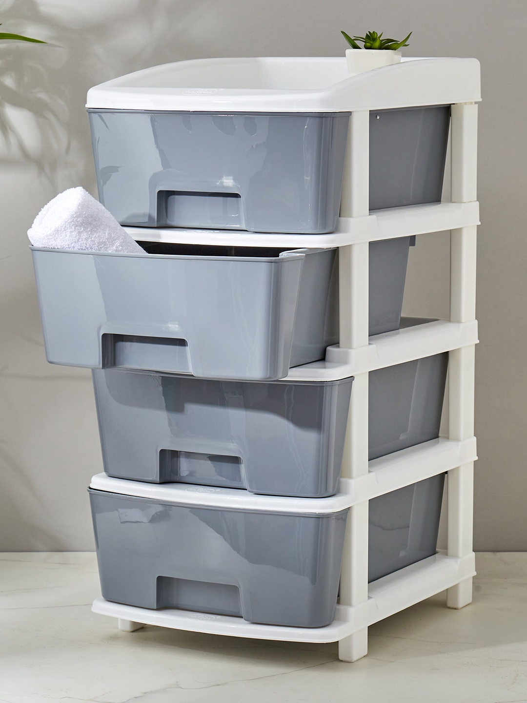 

Home Centre Omnia Grey 4-Tier Drawers Bathroom Accessories