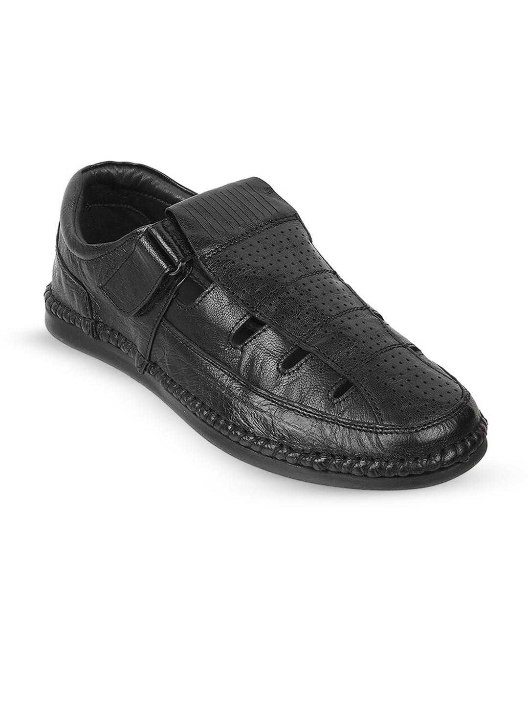 

Metro Men Leather Shoe-Style Sandals, Black