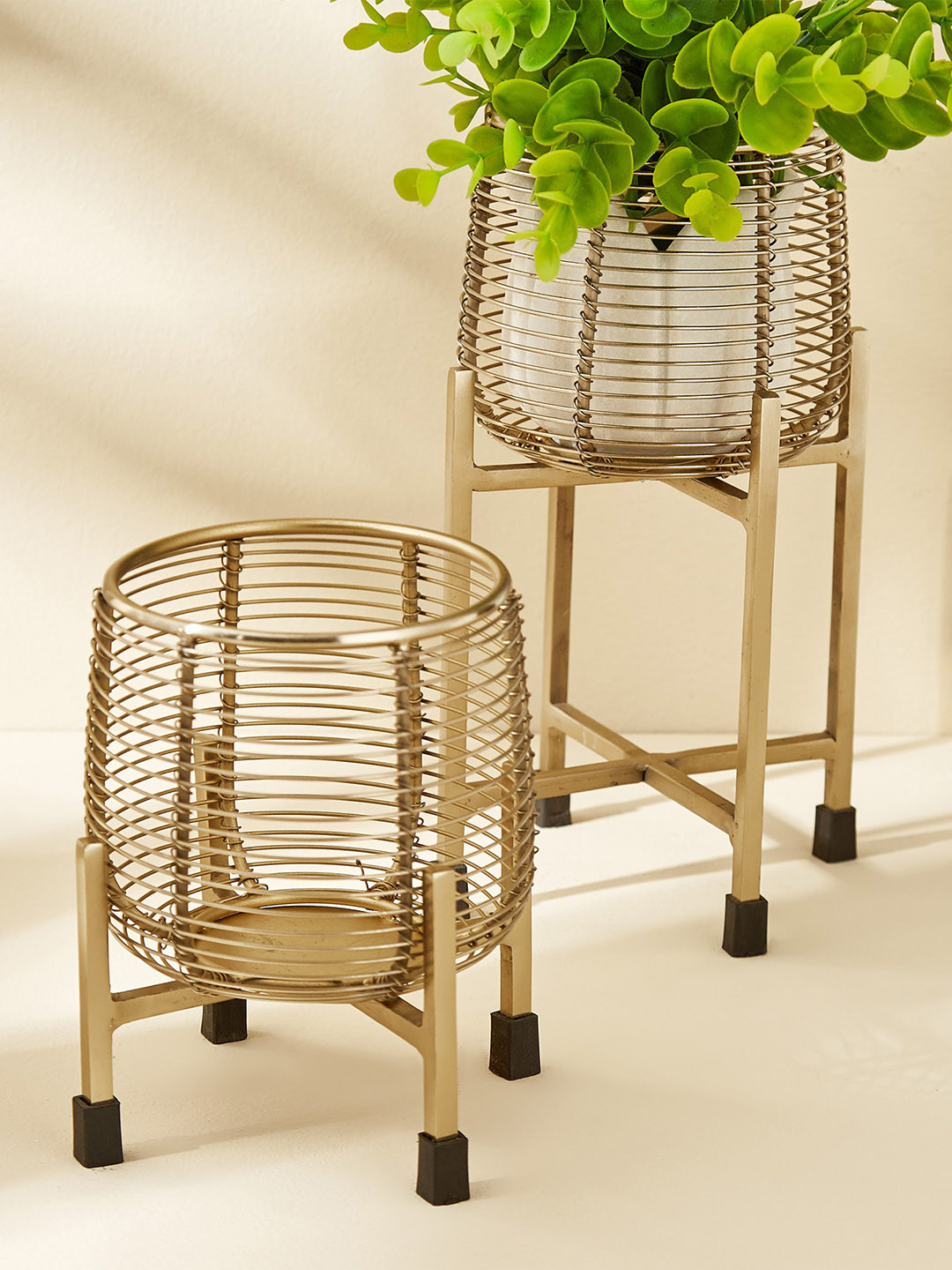 

Home Centre Beige Metal Planter With Stand