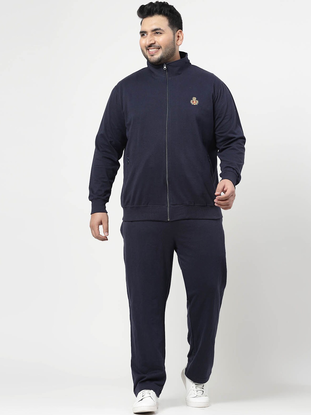 

plusS Mock Collar Zip-Up Fleece Tracksuit, Navy blue