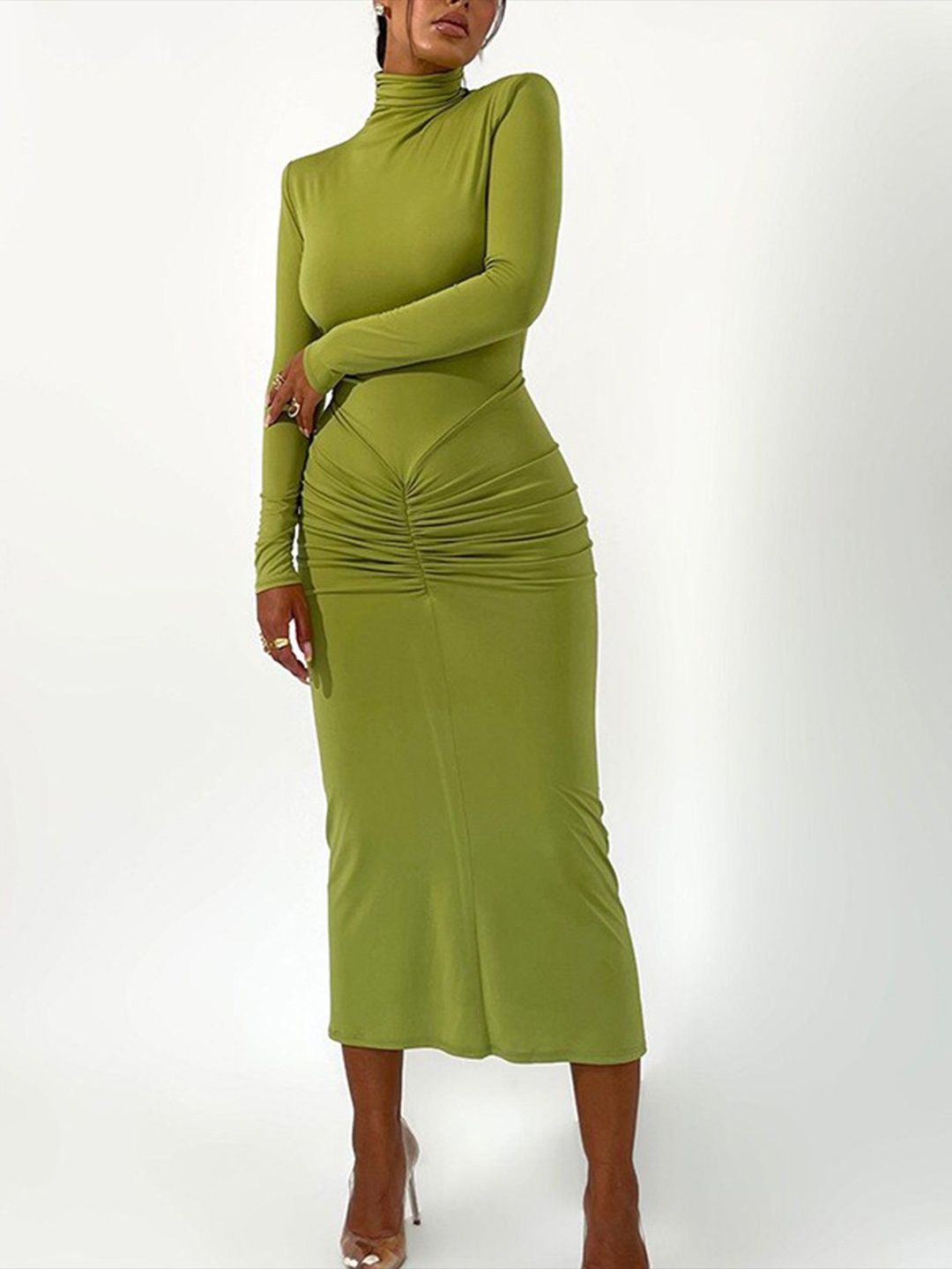 

StyleCast Green High Neck Bodycon Midi Dress