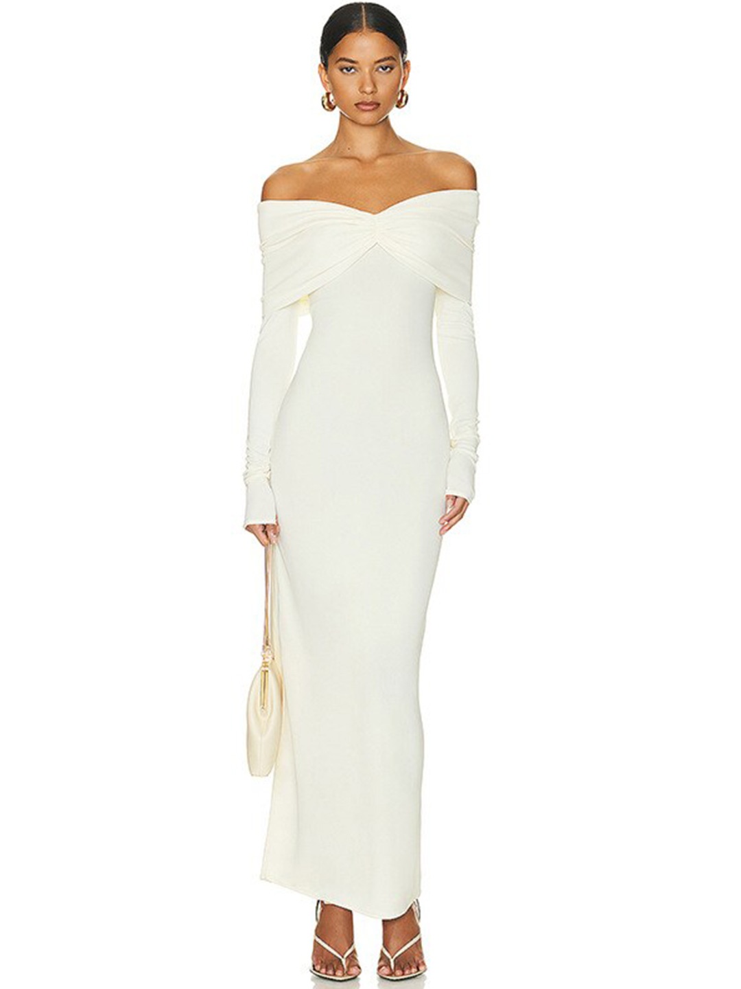 

StyleCast White Off-Shoulder Long Sleeves Maxi Dress