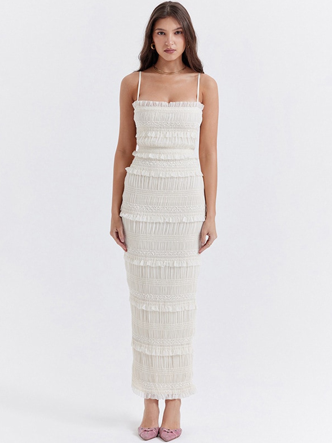 

StyleCast White & pastel gray Maxi Dress