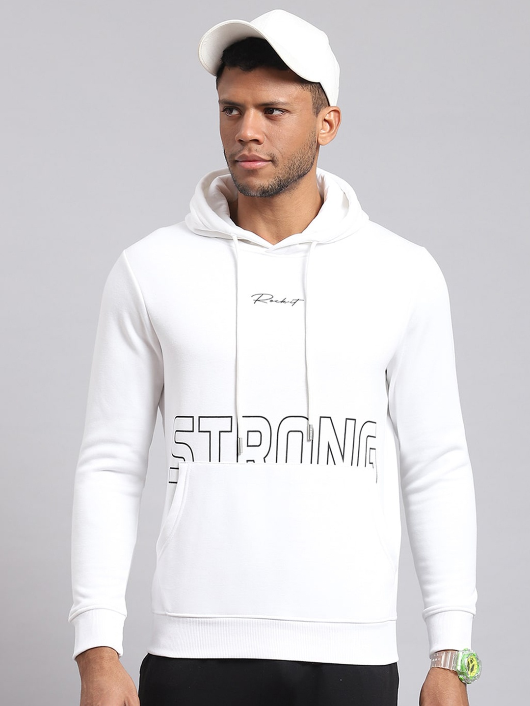 

rock.it Typography Printed Hooded Pullover Sweatshirt, White