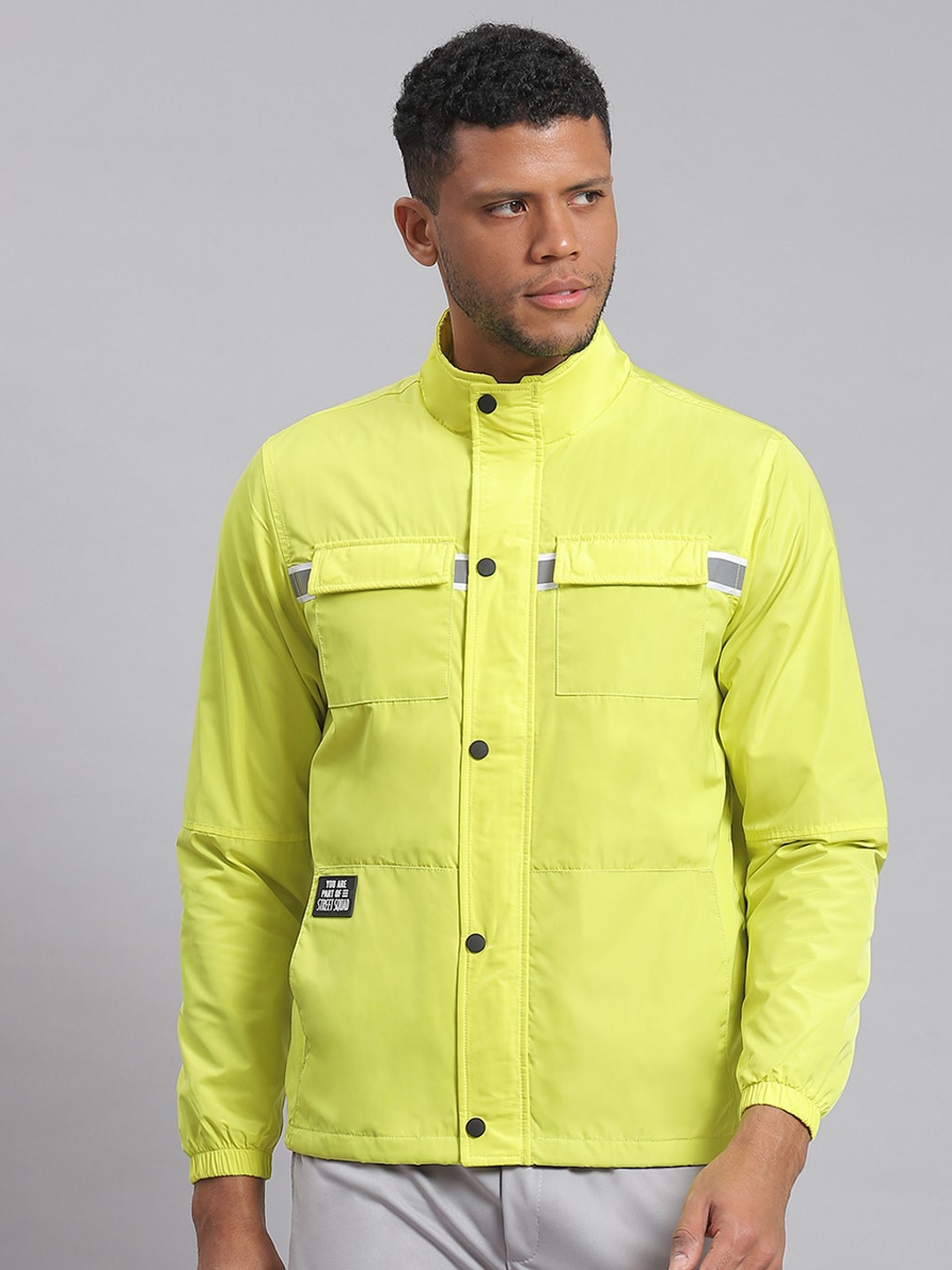 

rock.it Stand Collar Lightweight Bomber Jacket, Fluorescent green