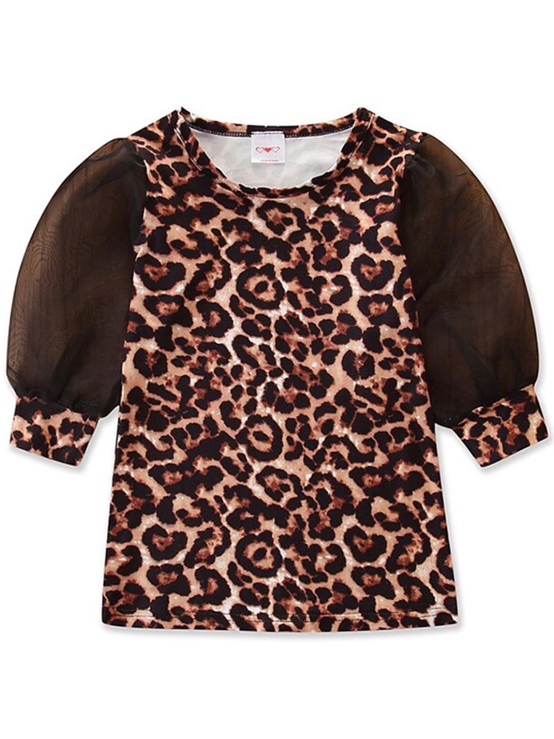

StyleCast Girls Beige Animal Printed Cuffed Sleeves Cotton A-Line Dress