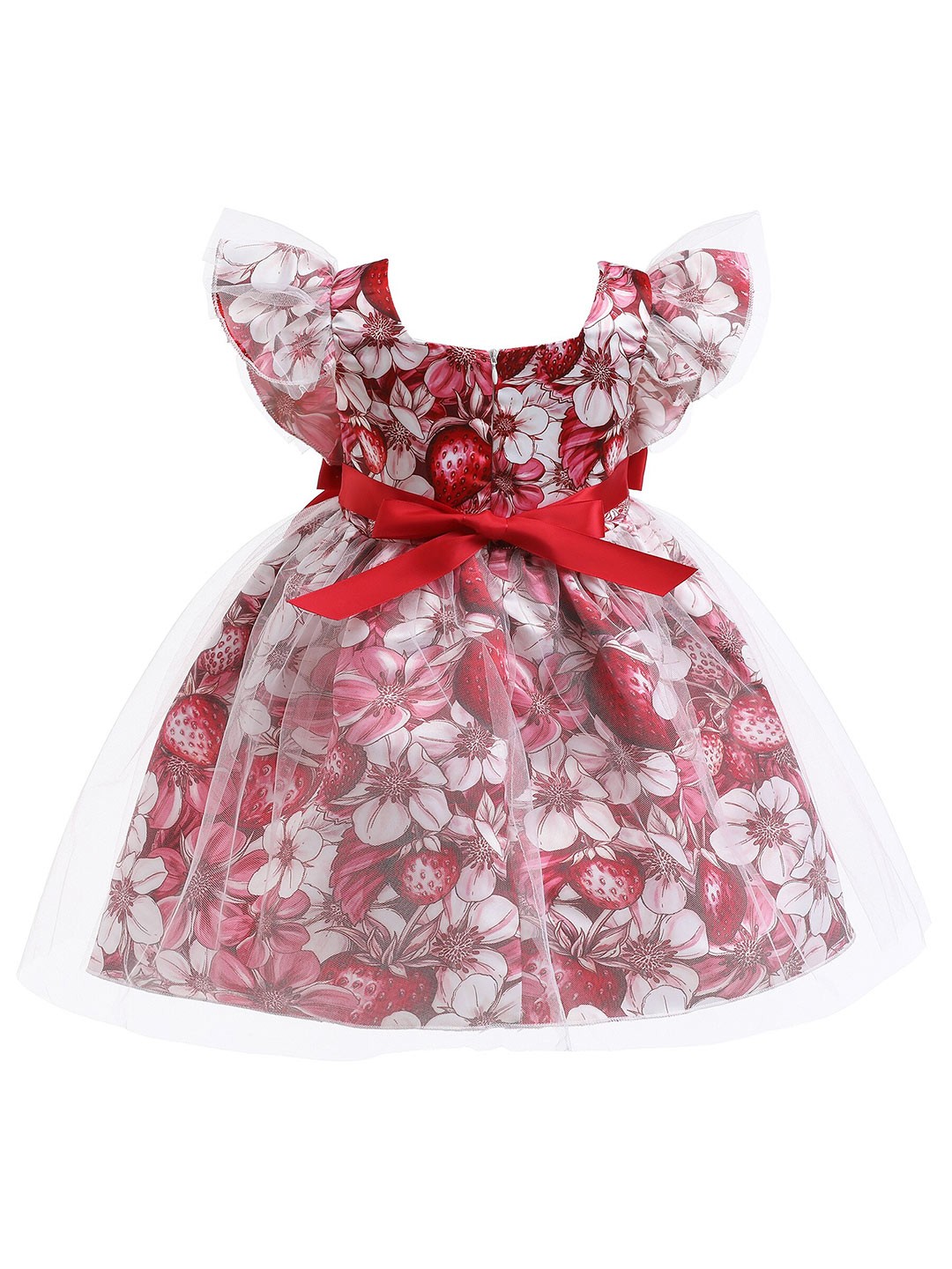 

StyleCast Floral Printed Flutter Sleeve Cotton Fit & Flare Dress, Red
