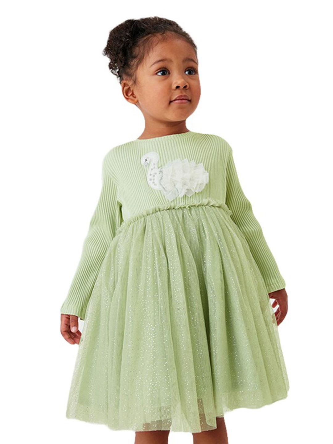 

StyleCast Green Self Design Ruffled Fit and Flare Cotton Dress