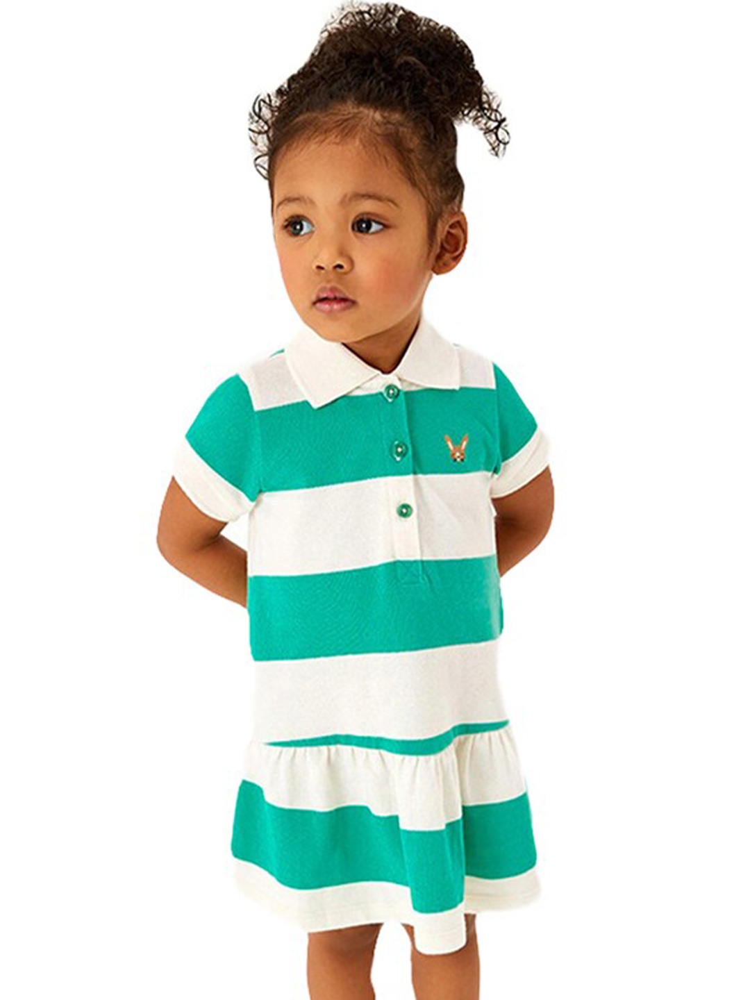 

StyleCast Girls Green Striped Cotton A-Line Dress
