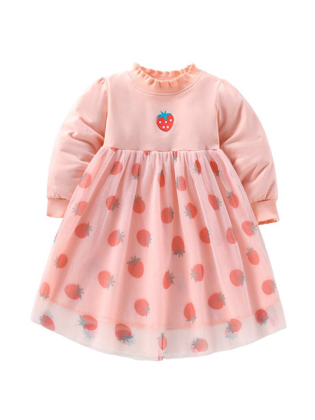 

StyleCast Girls Pink Conversational Printed Gathered Cotton Fit & Flare Dress