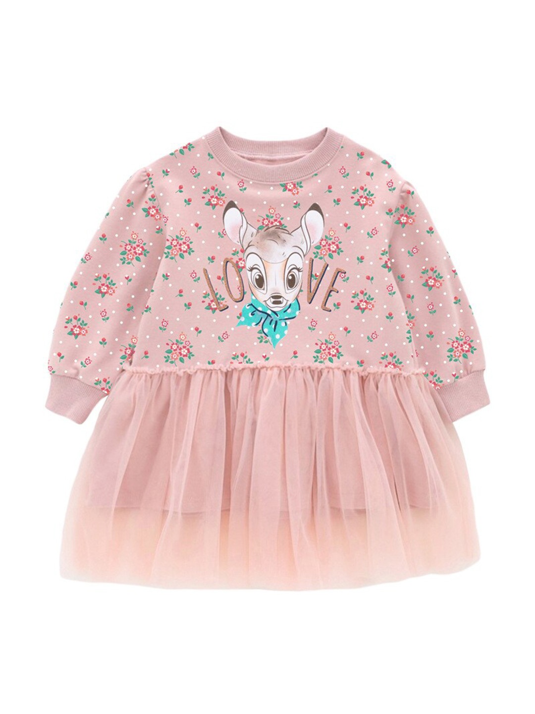 

StyleCast Girls Pink Floral Printed A-Line Mini Cotton Dress