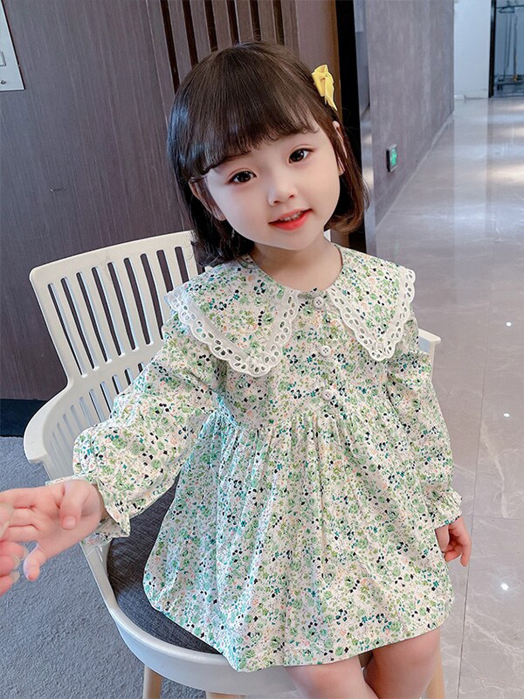 

StyleCast Girls Green Floral Printed Cotton Fit & Flare Dress