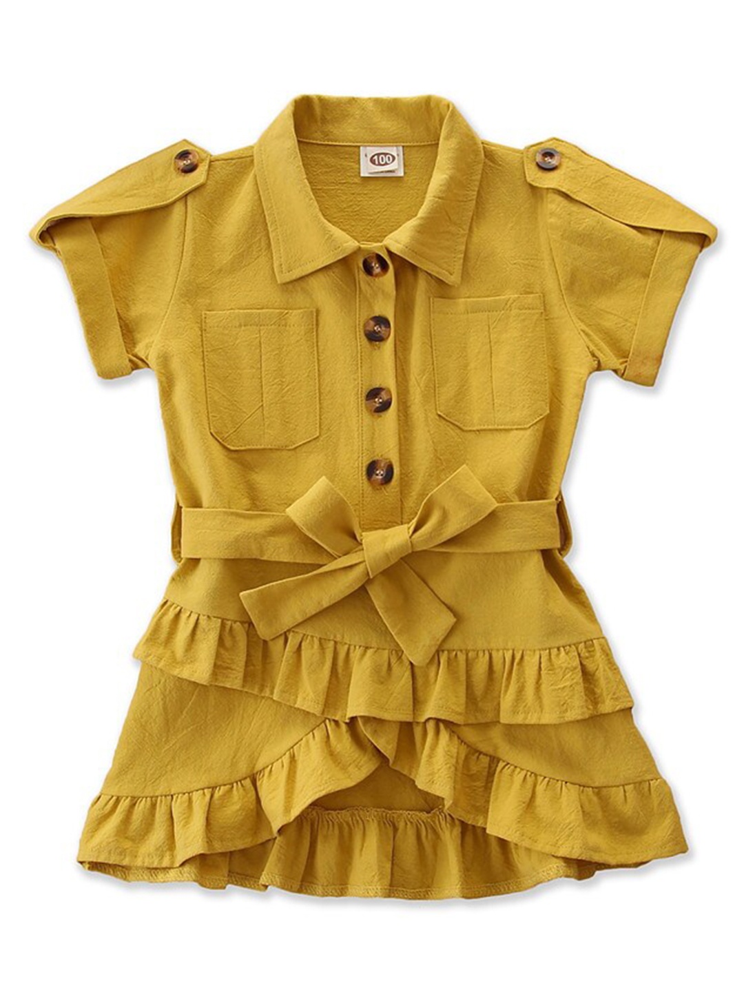 

StyleCast Girls Yellow Layered Shirt Dress Comes With A Belt