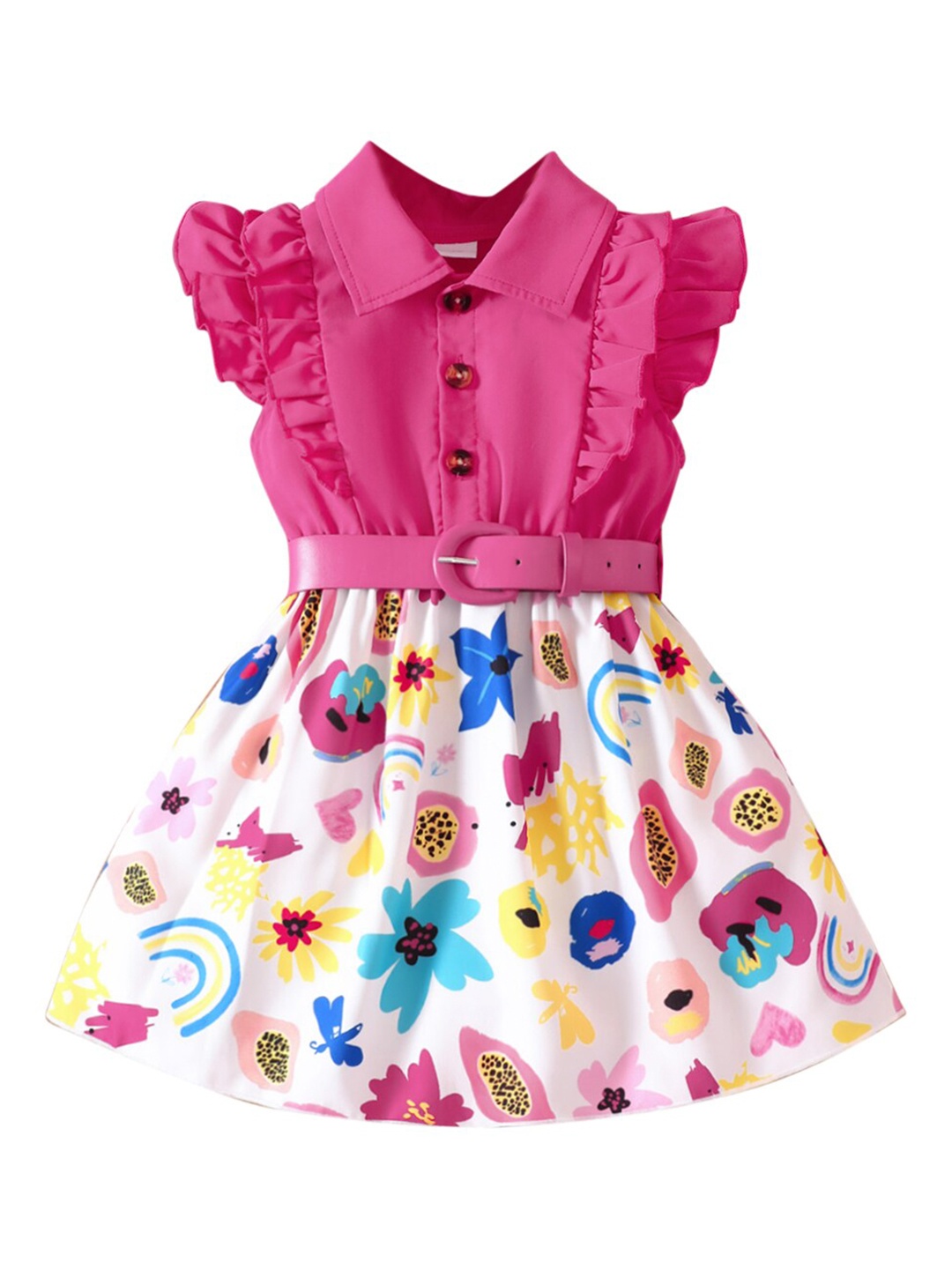 

StyleCast Girls Pink Conversational Printed Fit & Flare Dress