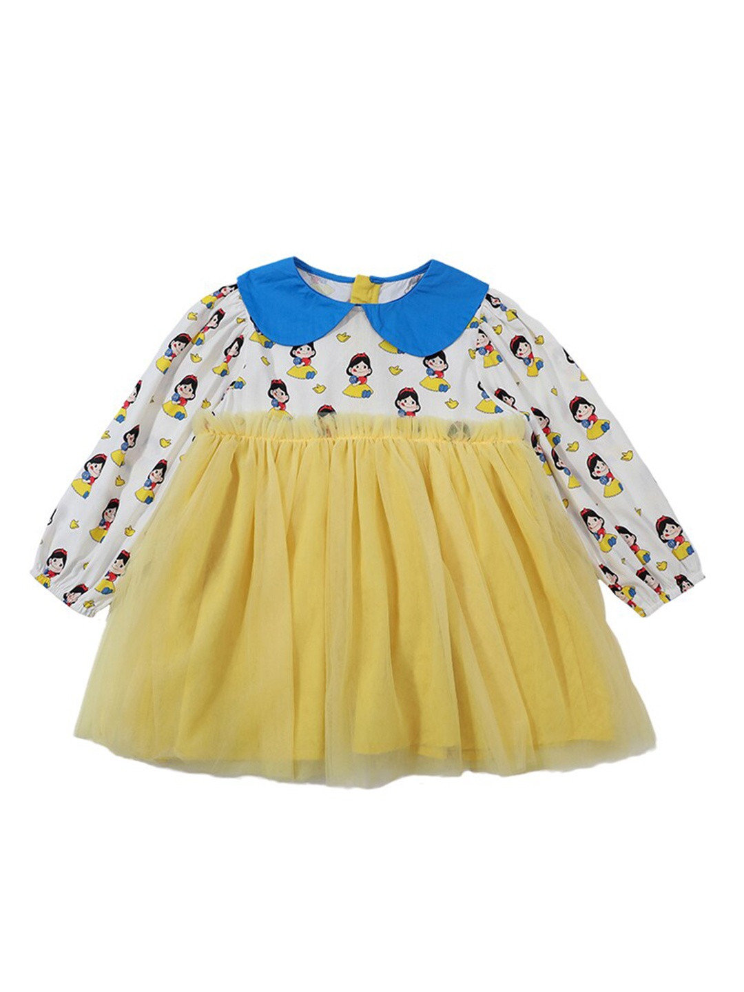 

StyleCast Girls Yellow Snow White Printed Gathered Cotton Fit & Flare Dress