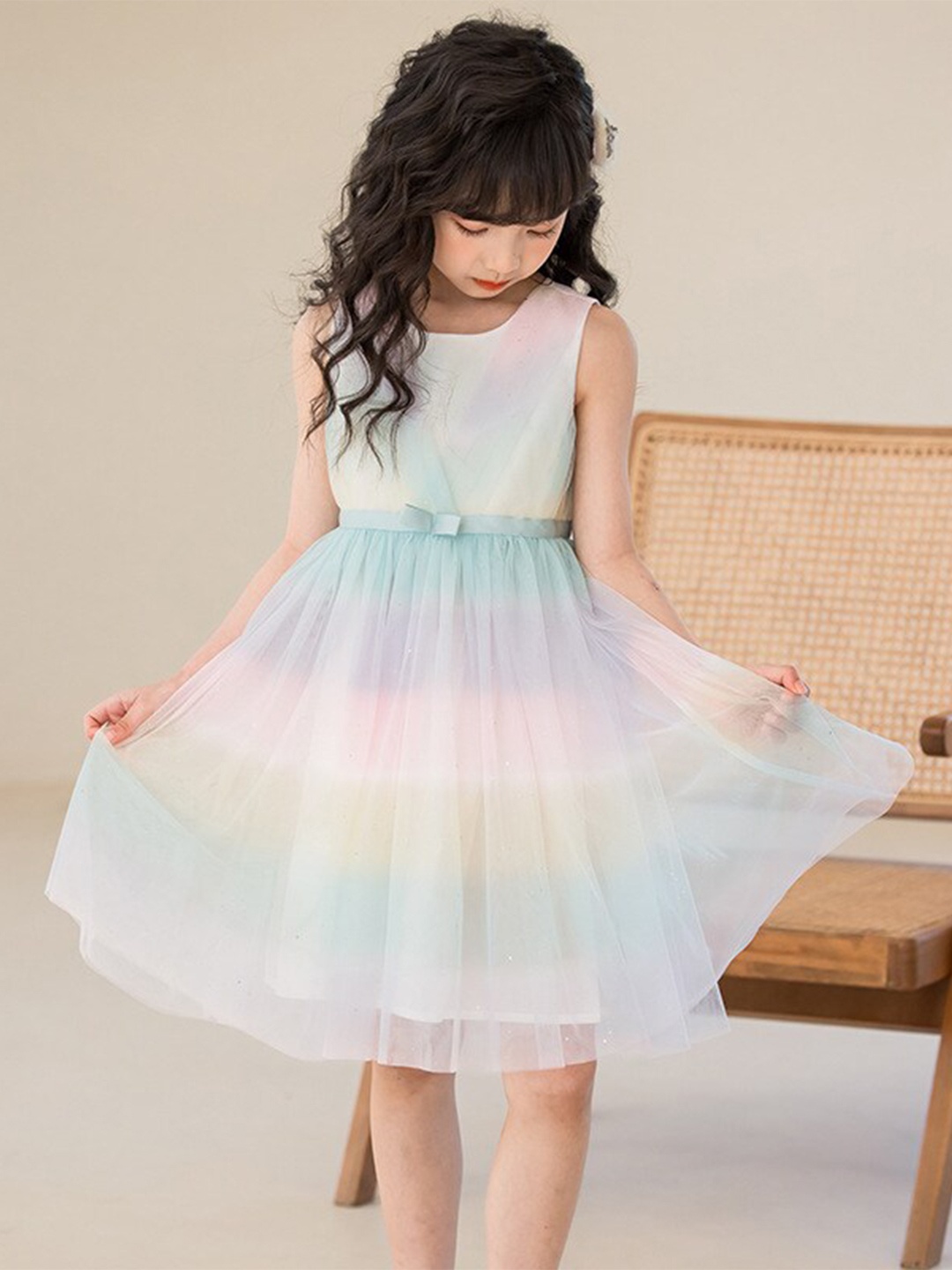 

StyleCast Girls White Colourblocked Cotton Fit and Flare Midi Dress