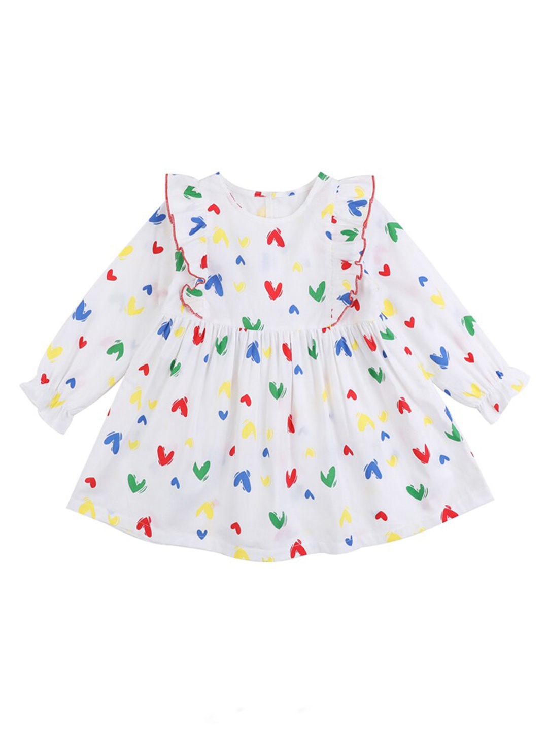 

StyleCast White Conversational Print Ruffled Fit & Flare Cotton Dress