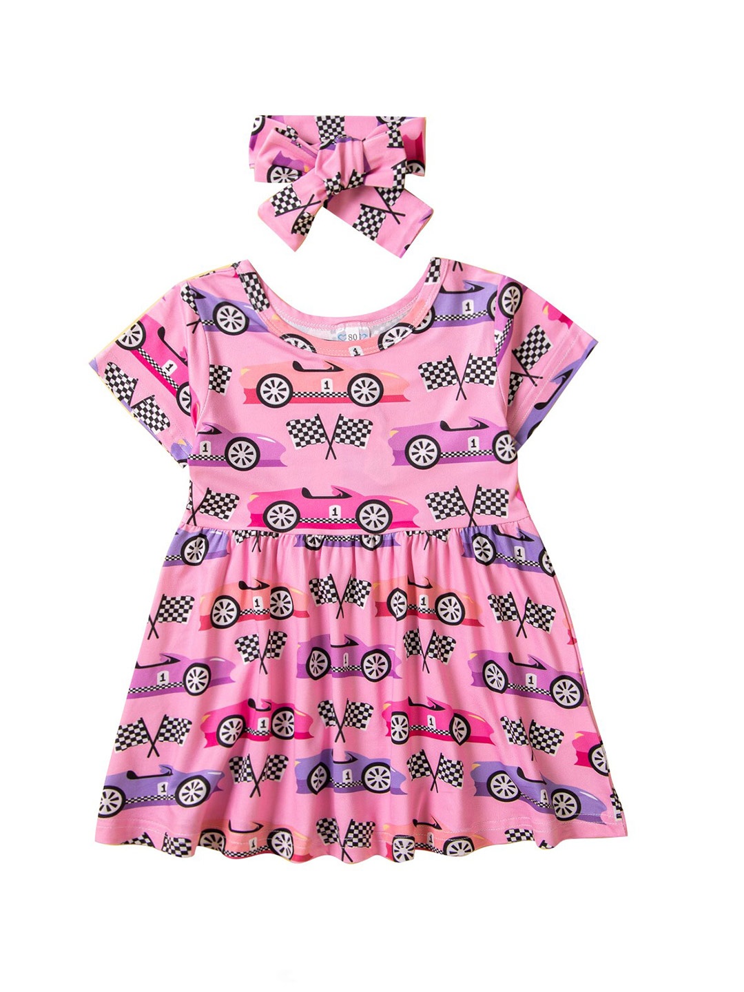 

StyleCast Girls Pink & Black Graphic Printed Fit and Flare Mini Dress