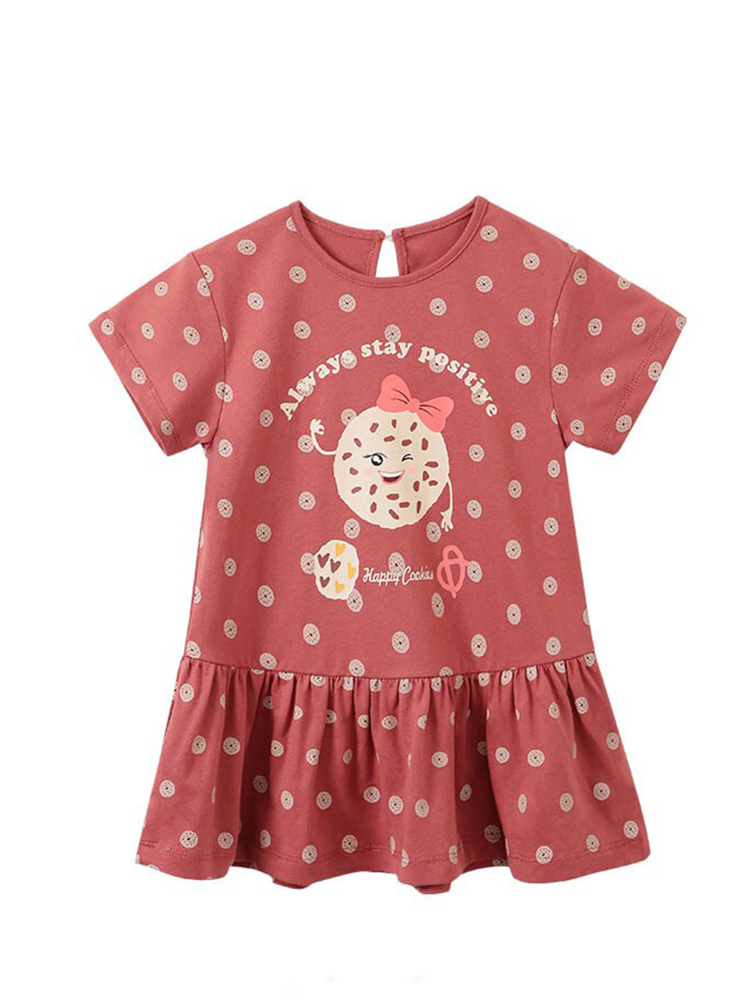 

StyleCast Brown Girls Graphic Printed Drop-Waist Cotton T-shirt Mini Dress