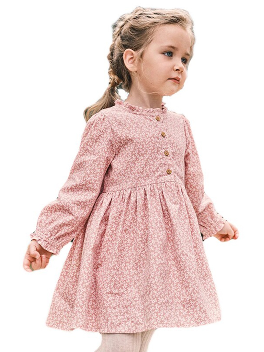 

StyleCast Girls Pink Floral Printed Gathered Cotton Fit & Flare Dress