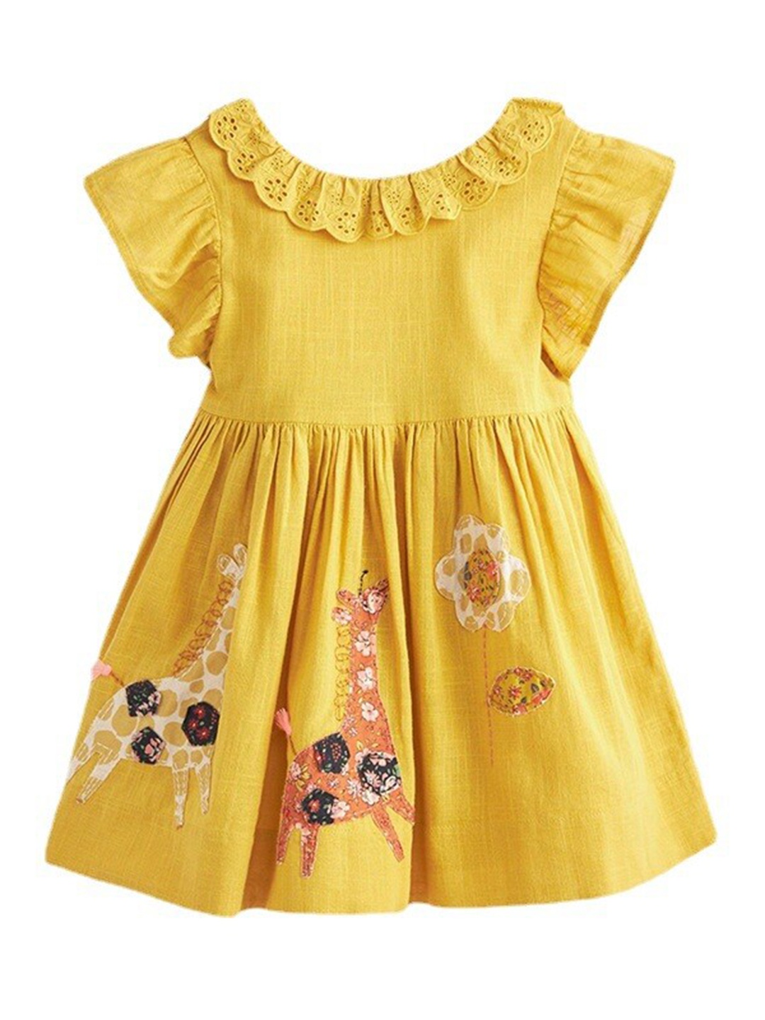 

StyleCast Girls Yellow Graphic Printed Cotton Fit & Flare Mini Dress