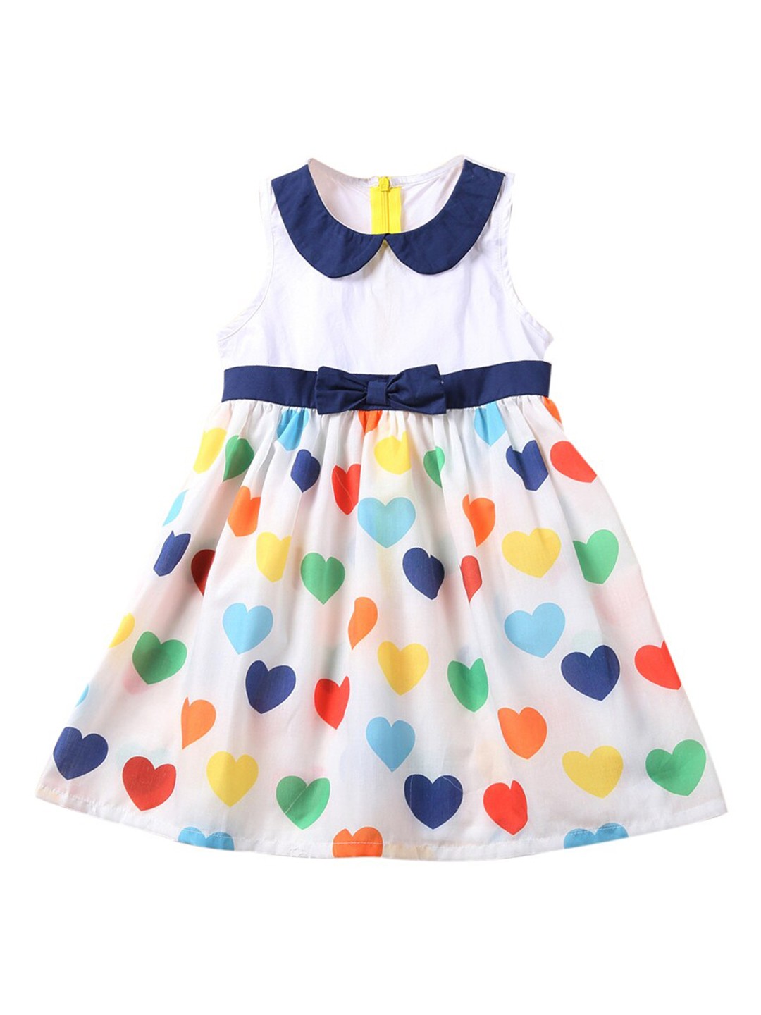 

StyleCast Girls White Conversational Printed Peter Pan Collar Cotton Fit & Flare Dress