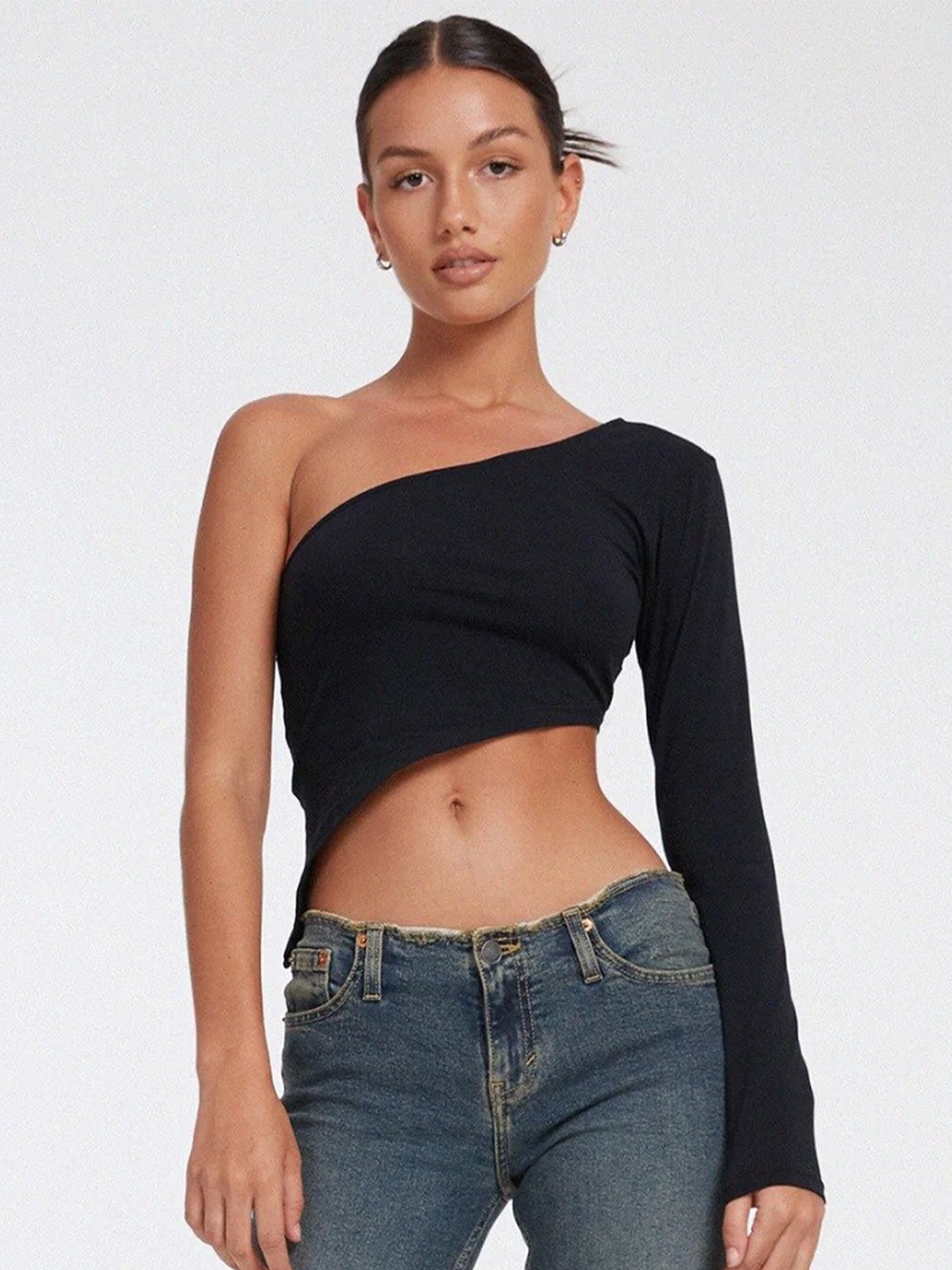 

Dracht One Shoulder Crop Top, Black