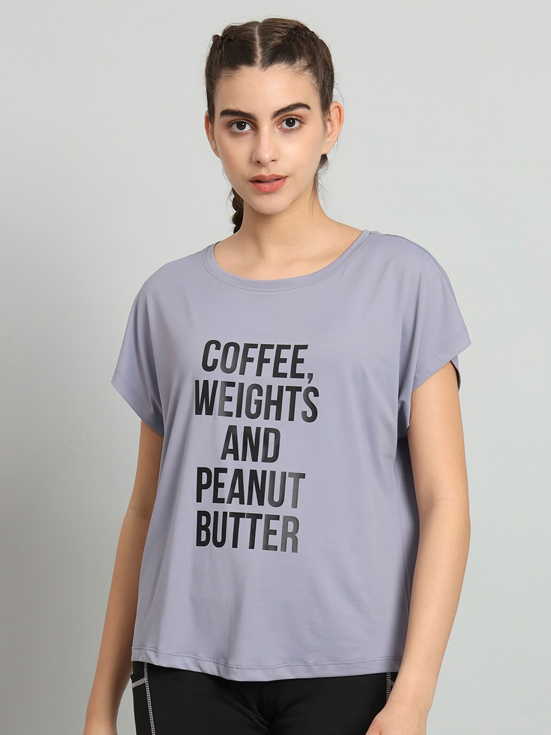 MKH Typography Printed Extended Sleeves Dri-FIT T-shirt, Grey
