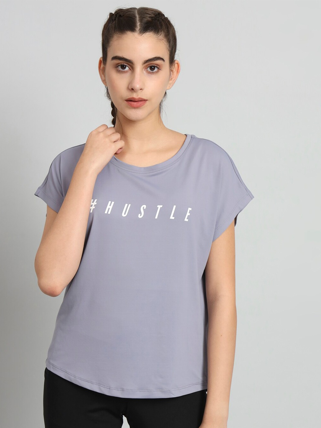 

MKH Typography Printed Extended Sleeves Relaxed Fit Dri-FIT T-shirt, Grey