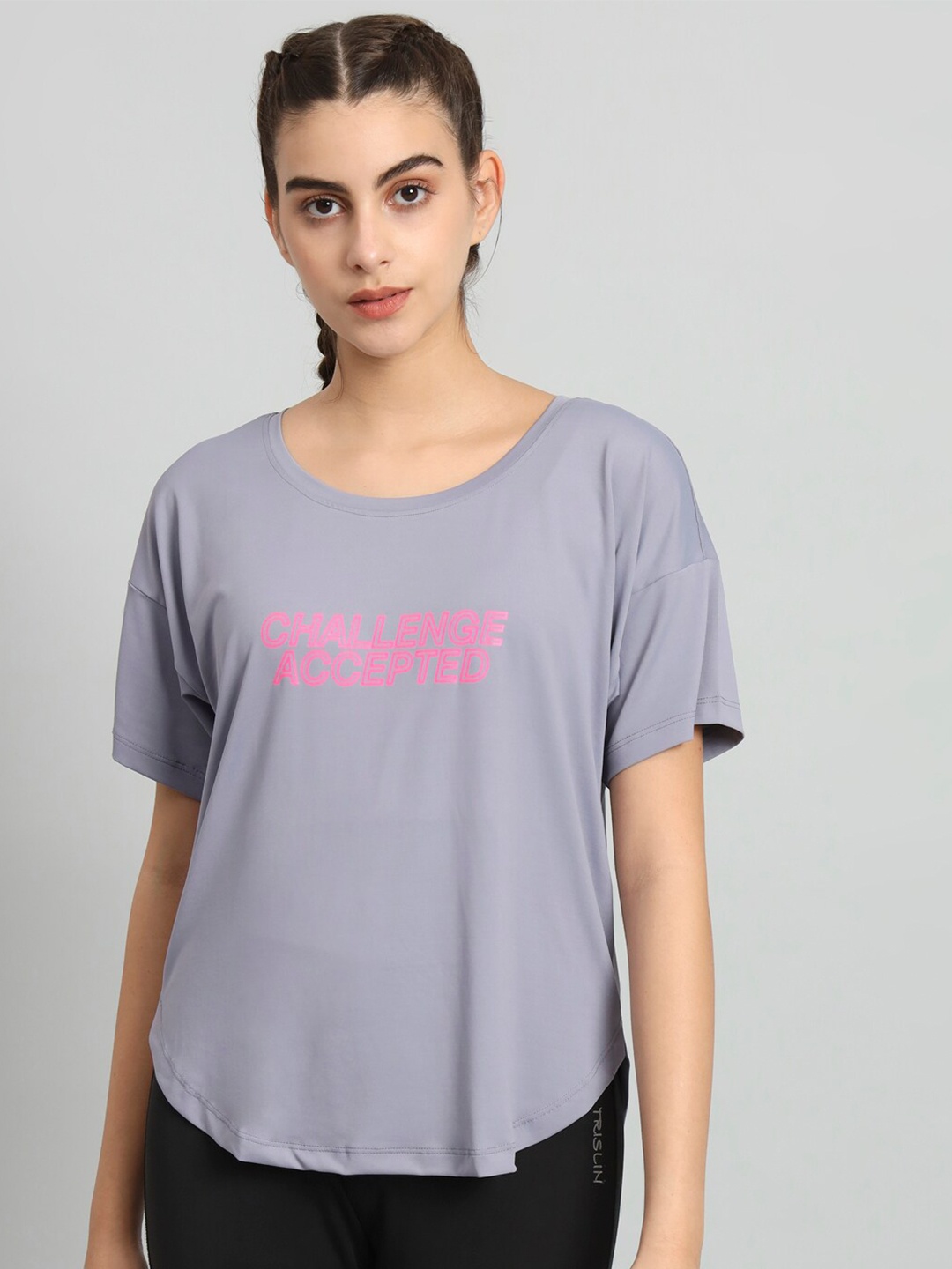 

MKH Typography Printed Extended Sleeves Dri-FIT T-shirt, Grey