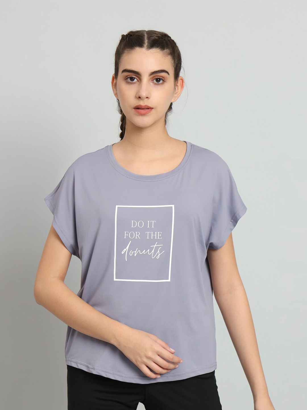 

MKH Typography Printed Extended Sleeves Relaxed Fit Dri-FIT T-shirt, Grey