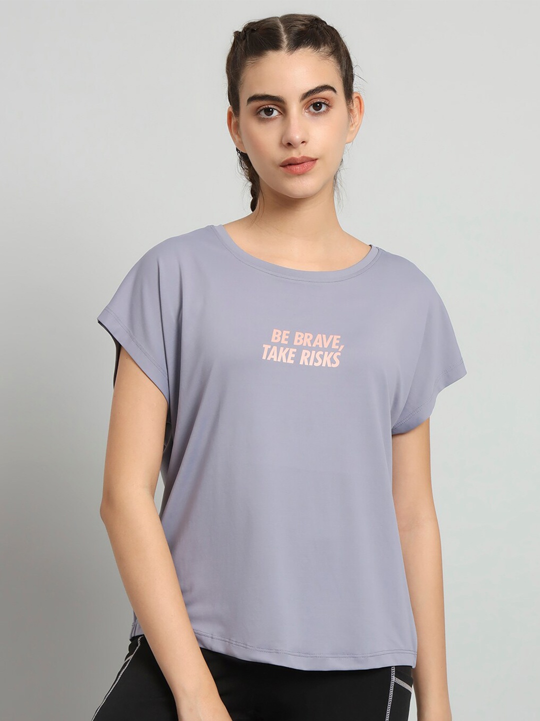 

MKH Typography Printed Extended Sleeves Dri-FIT T-shirt, Grey