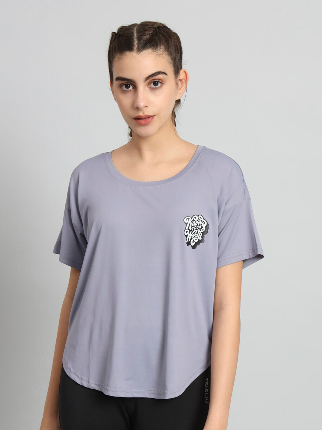 

MKH Drop-Shoulder Sleeves Relaxed Fit Dri-FIT T-shirt, Grey