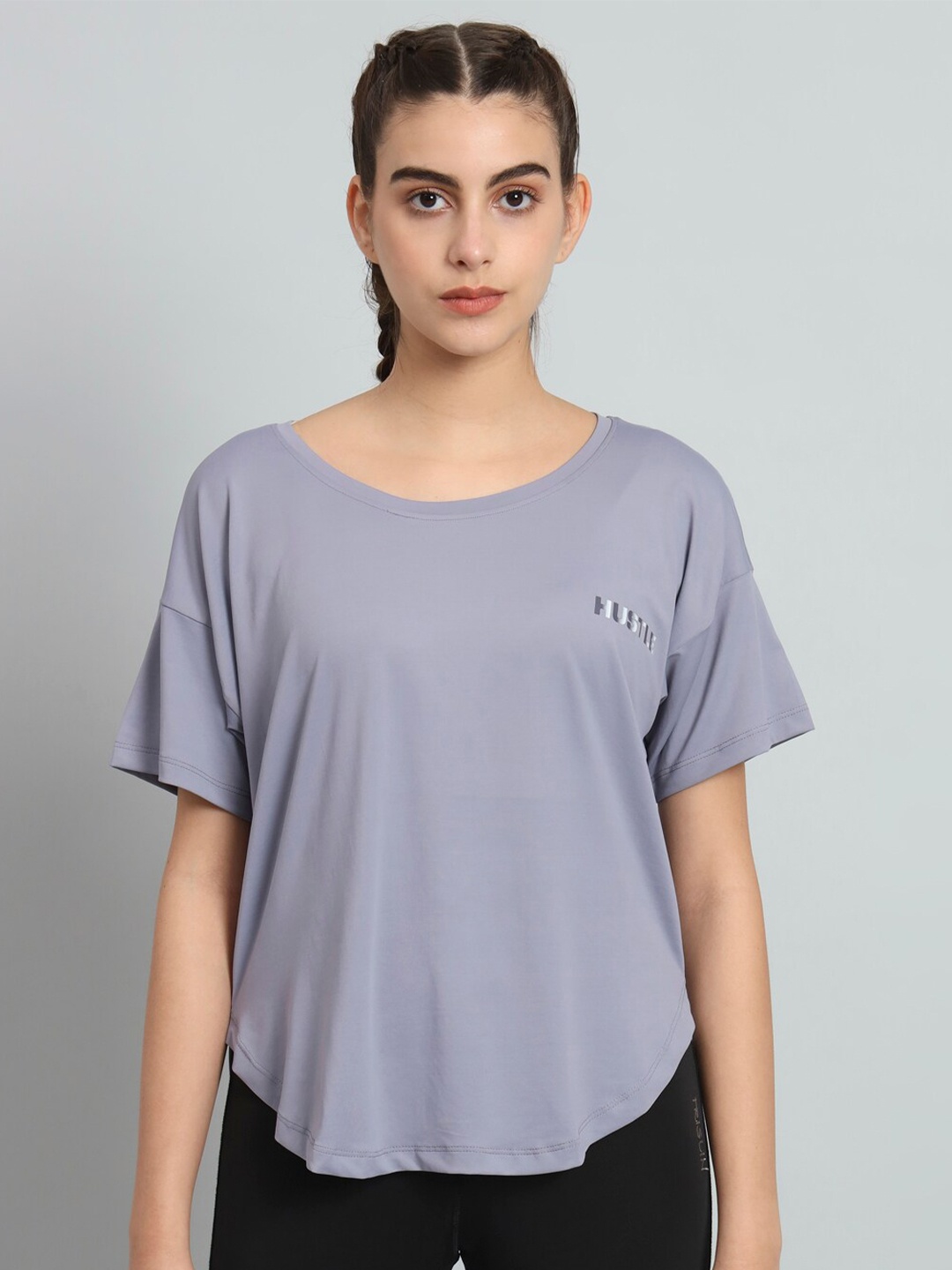 

MKH Typography Printed Drop-Shoulder Sleeves Dri-FIT T-shirt, Grey