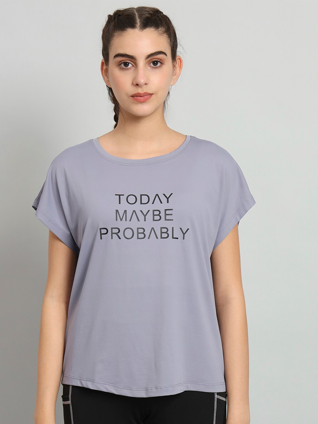 

MKH Typography Printed Extended Sleeves Relaxed Fit Dri-FIT T-shirt, Grey