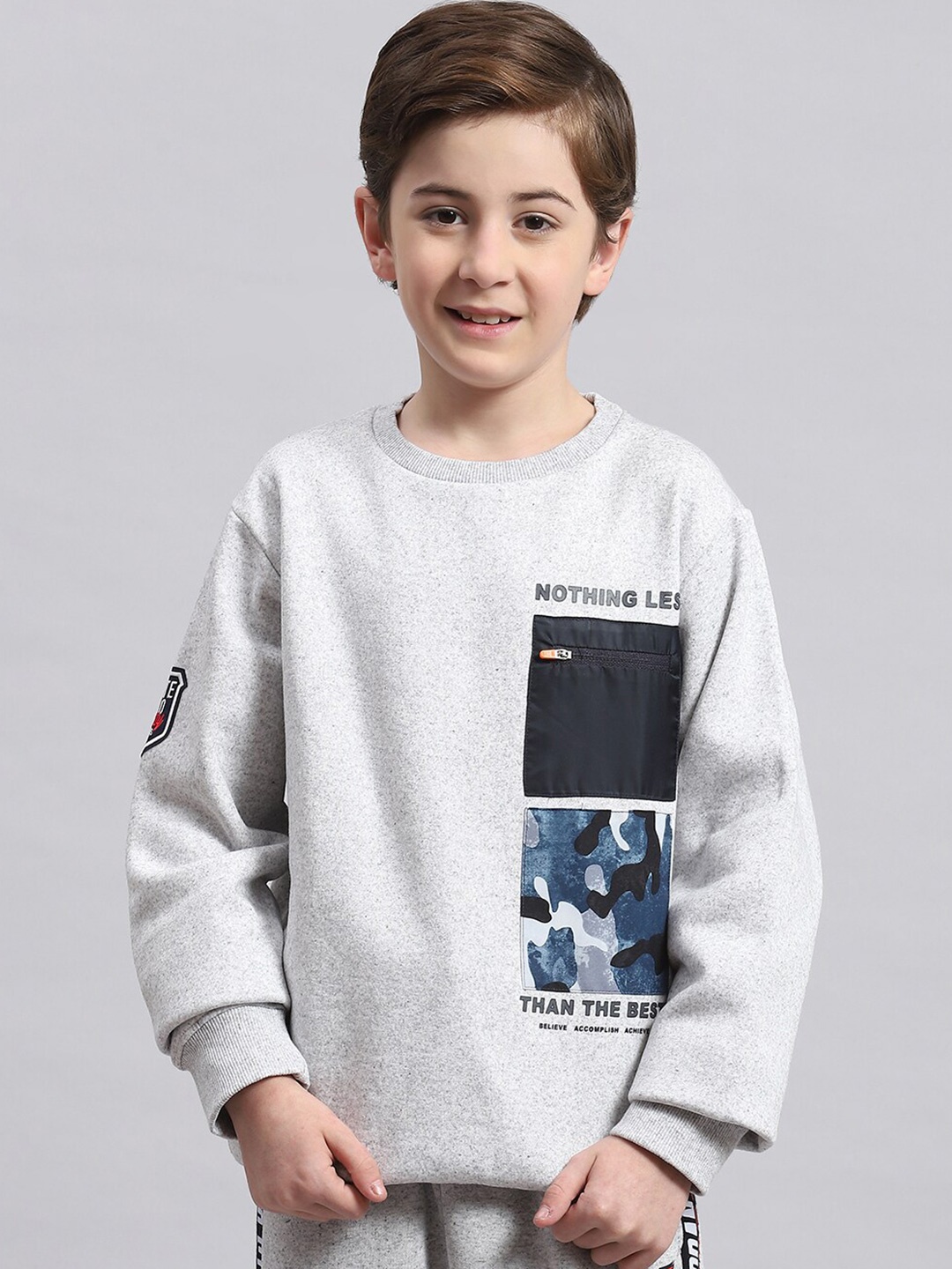 

Monte Carlo Boys Graphic Printed Sweatshirt, Grey melange