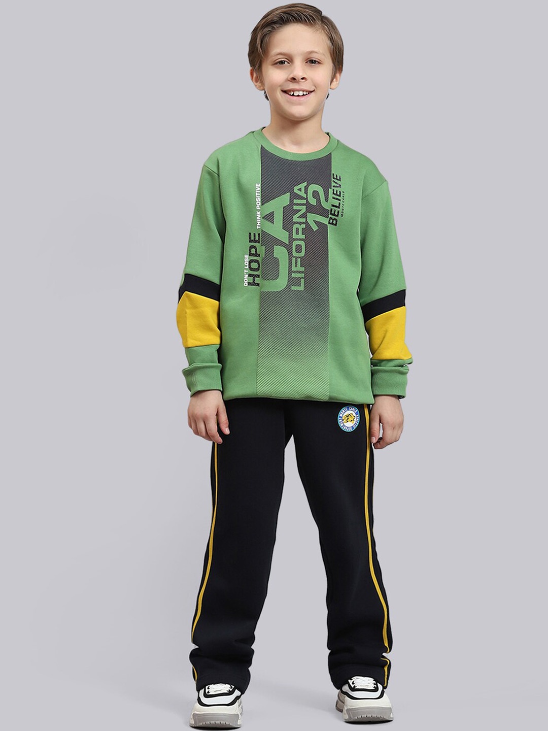 

Monte Carlo Boys Graphic Printed Round Neck Tracksuits, Green