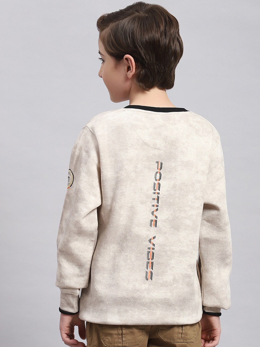 

Monte Carlo Boys Printed Round Neck Pullover Sweatshirt, Beige