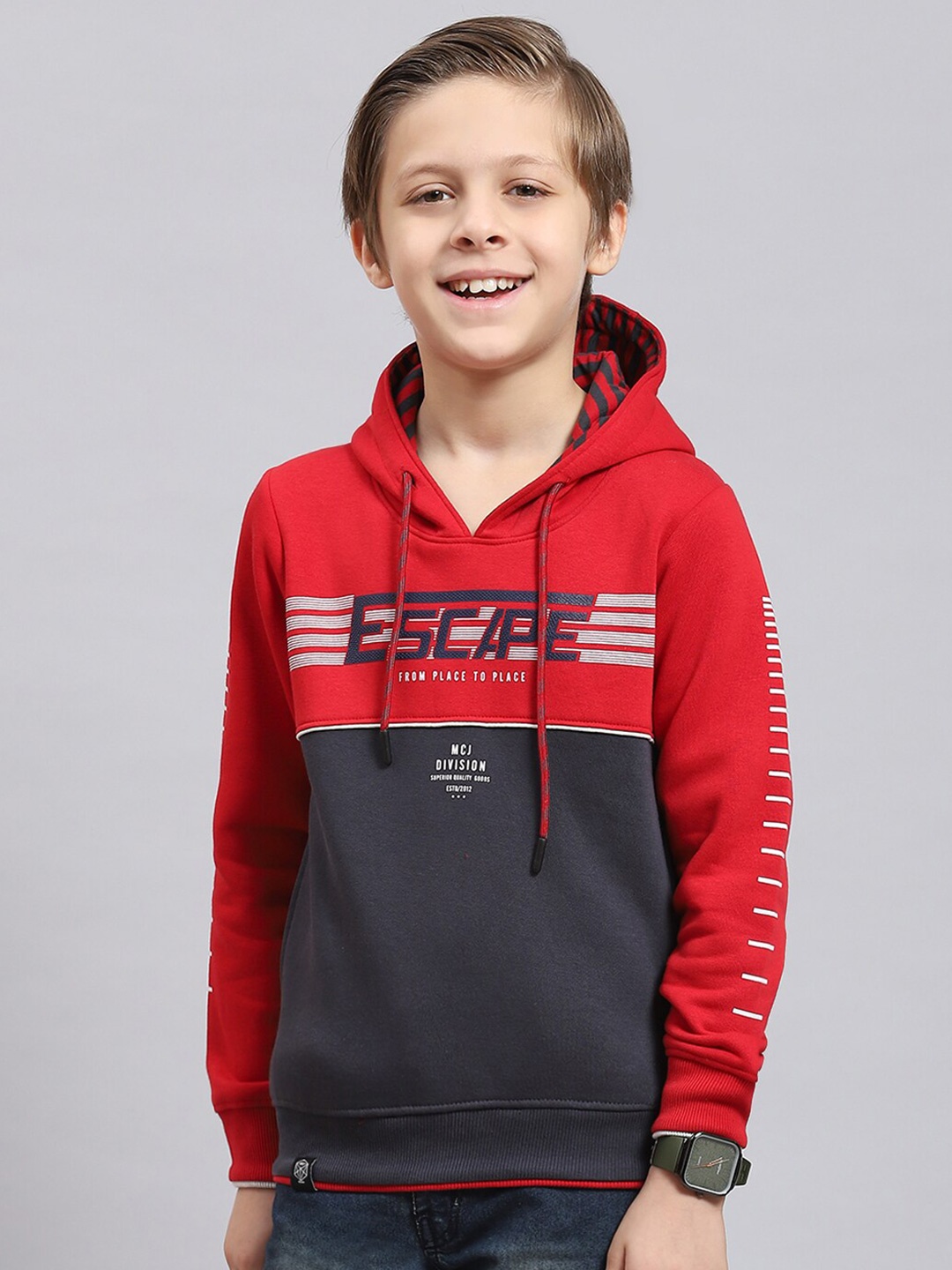 

Monte Carlo Boys Printed Hooded Pullover Sweatshirt, Red