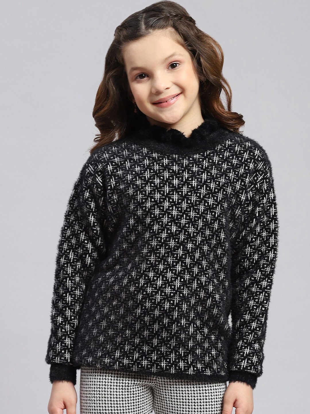 

Monte Carlo Girls Self design Woollen Pullover Sweaters, Black
