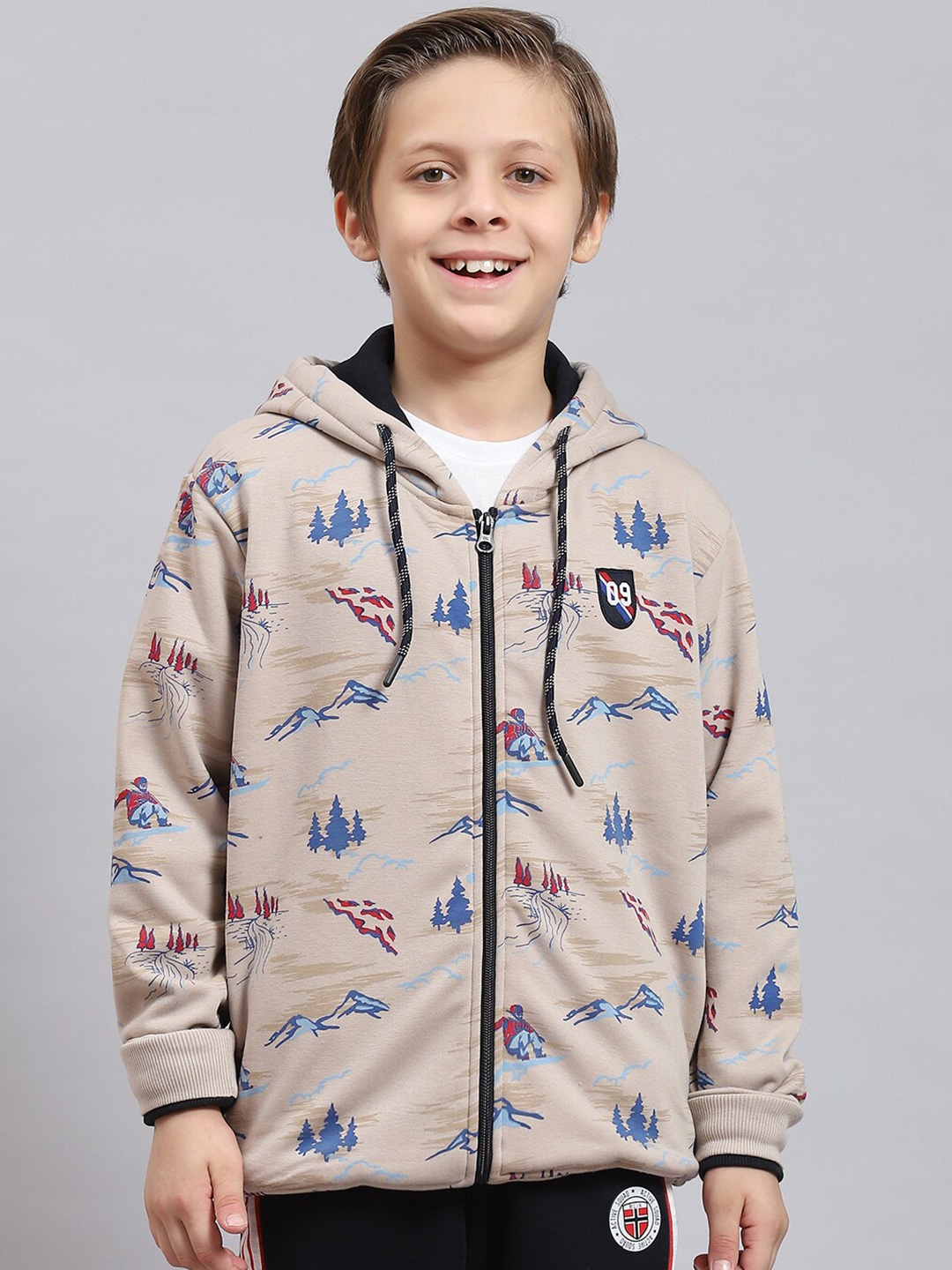 

Monte Carlo Boys Conversational Printed Hooded Sweatshirt, Beige