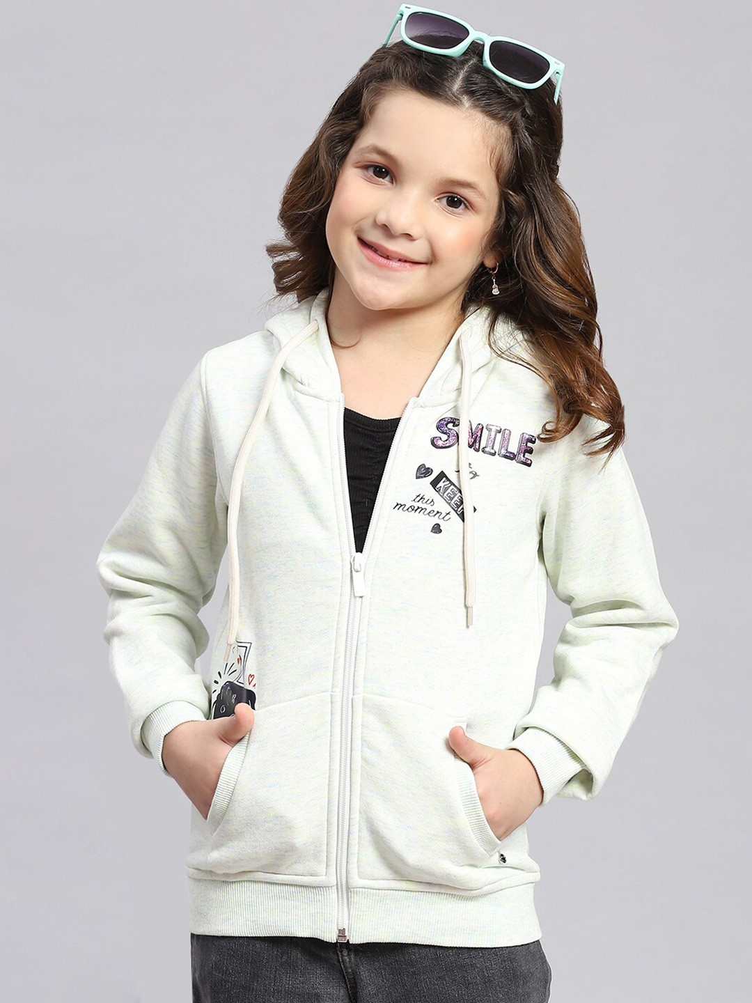 

Monte Carlo Girls Typography Printed Hooded Sweatshirt, Off white