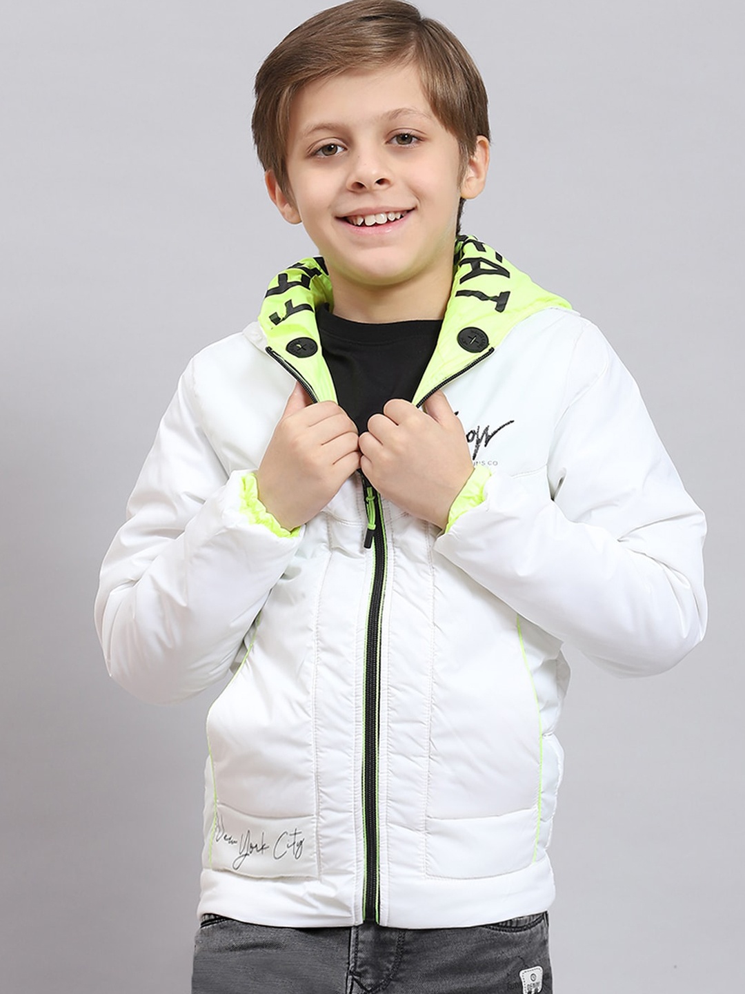 

Monte Carlo Boys Hooded Lightweight Cotton Puffer Jacket, White