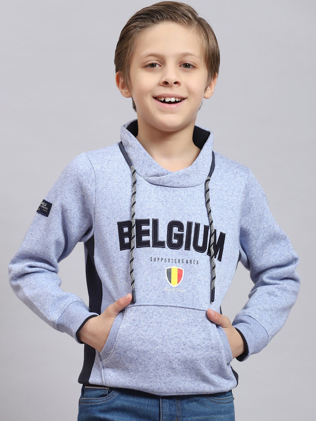 

Monte Carlo Boys Typography Printed Hooded Cotton Pullover Sweatshirt, Blue