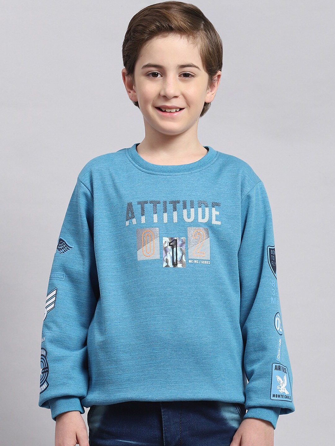 

Monte Carlo Boys Typography Printed Cotton Sweatshirt, Blue