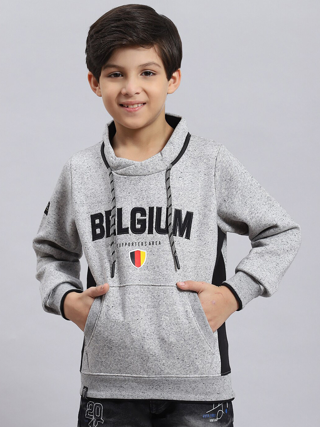 

Monte Carlo Boys Typography Printed Long Sleeves Sweatshirt, Grey melange