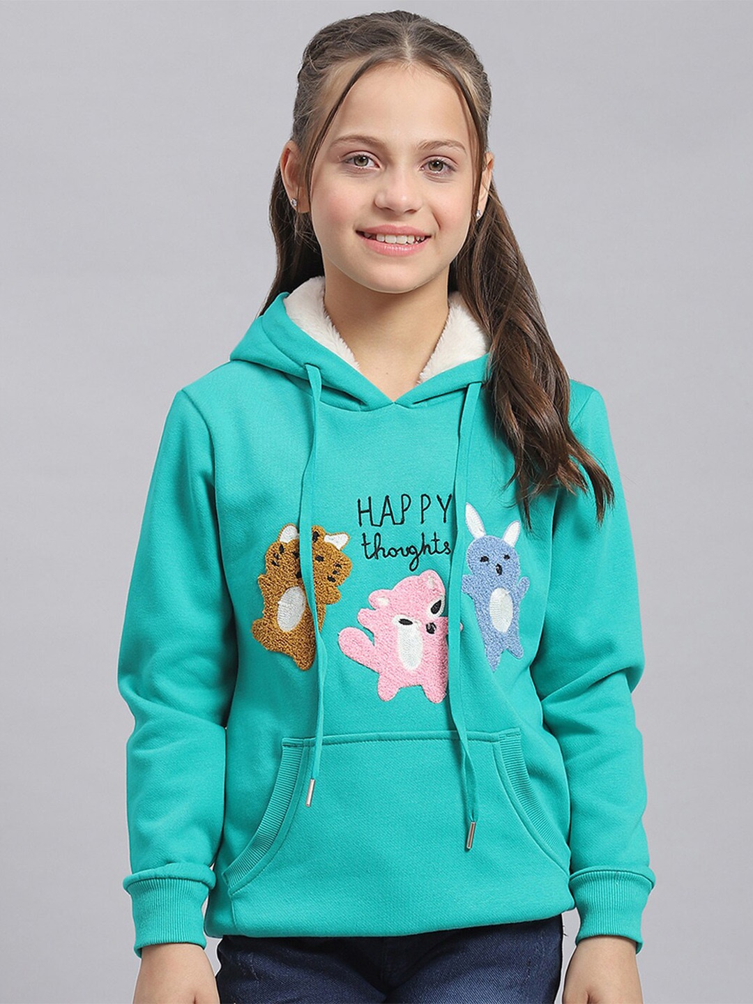 

Monte Carlo Girls Embroidered Hooded Pullover Sweatshirt, Sea green