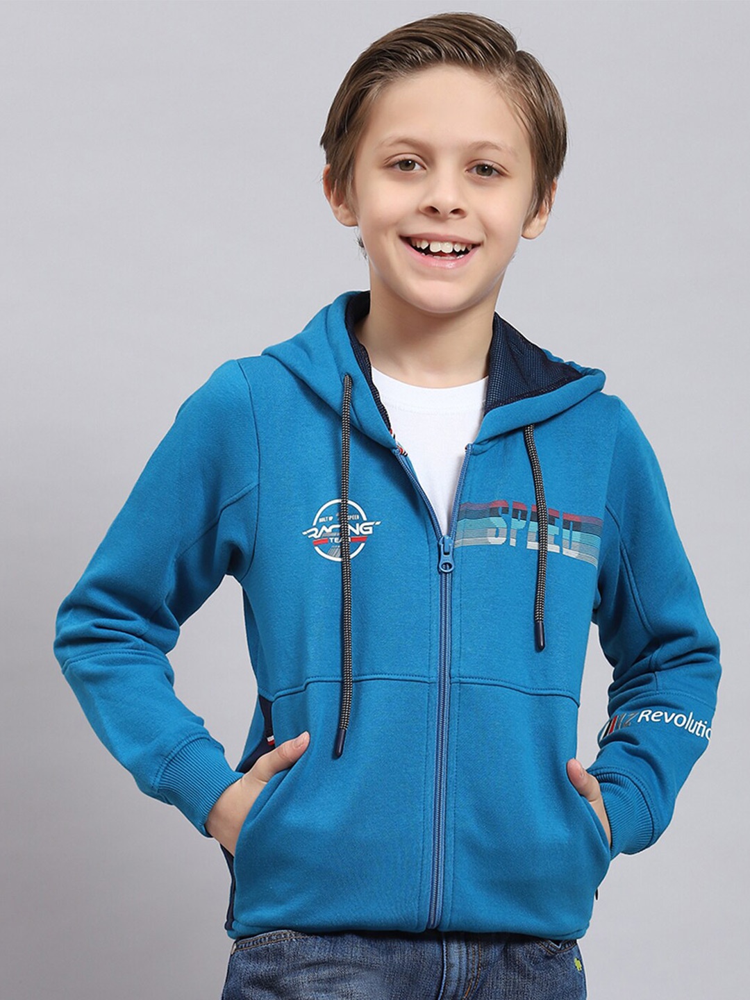 

Monte Carlo Boys Typography Printed Hooded Sweatshirt, Blue