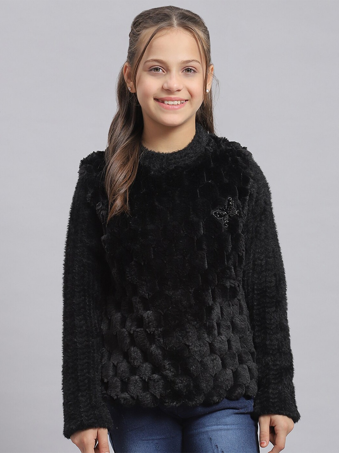 

Monte Carlo Girls Self Design Pullover, Black
